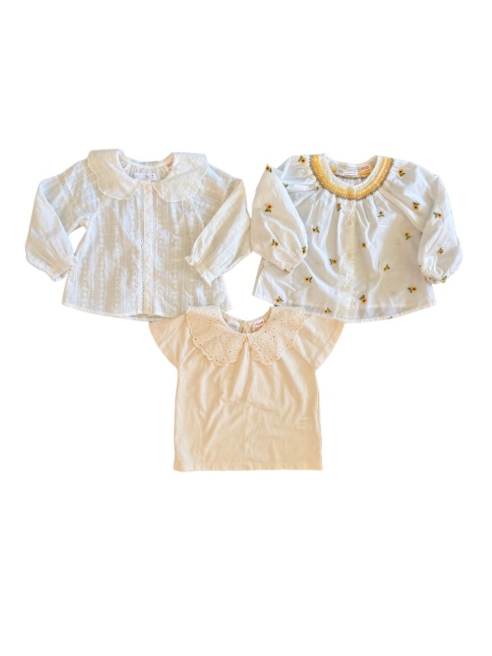 🌼 Zara Girls Blouse Bundle Size 3 | Peter Pan Collar Floral & Eyelet Tops NWT